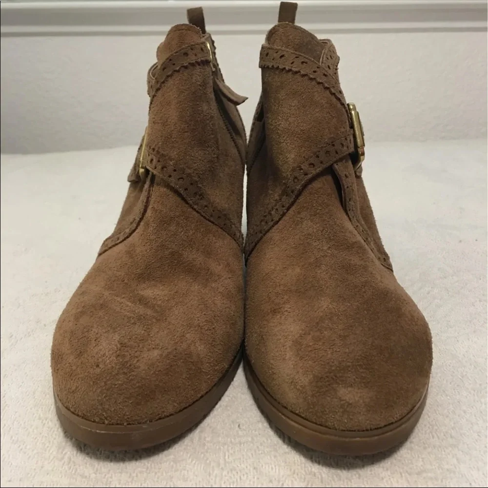 Suede Wedge Ankle Boots Booties Womens Size 11 Renaissance Ren Faire Buckle